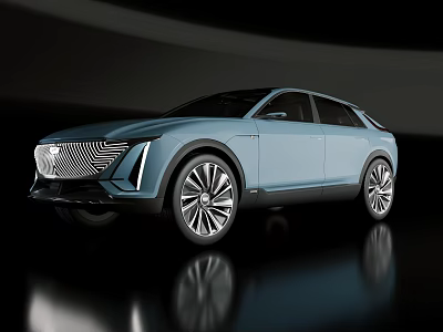 Light Blue SUV with Modern Design Sleek Lines and Large Wheels on Dark Background 3d model