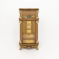 Vintage Wooden Chest of Drawers with Gold Accents Ornate Carvings and Multiple Drawers
