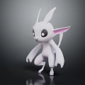 Cute White Fantasy Game Movie Character With Large Ears And Big Eyes