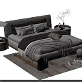 Modern Double Bed Interior With Soft Pillows Cozy Blanket Nightstands And Area Rug