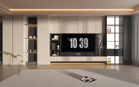 Modern TV cabinet TV background wall 3d model