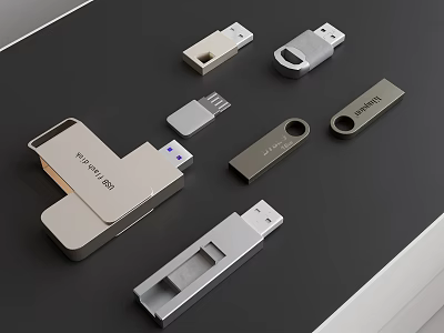 Various USB Flash Drives With Different Design Styles And Portable Features 3d model