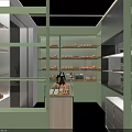 Modern Bakery Kitchen Area With Stainless Steel Ovens Wooden Counter And Displayed Pastries