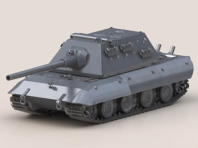 Realistic Grey Military Tank Side View With Cannon And Tracks 3d model