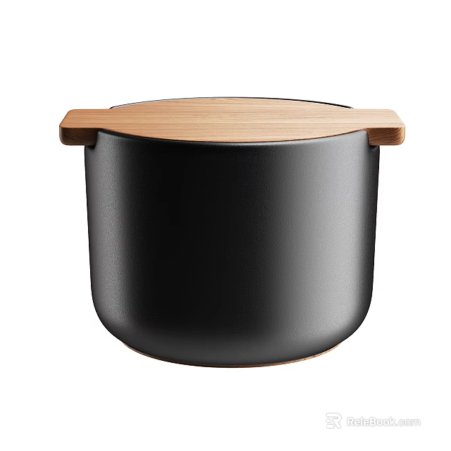 Modern Black Ceramic Spice Jar With Wooden Lid Stylish Design For Kitchen 3d model 