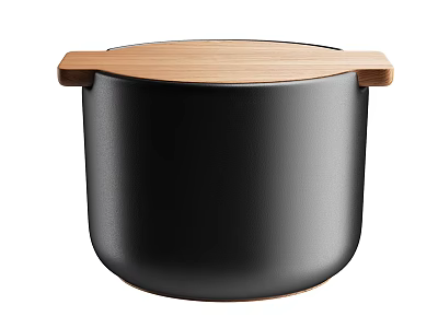 Modern Black Ceramic Spice Jar With Wooden Lid Stylish Design For Kitchen 3d model