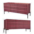 Modern Entryway Side Cabinet With Vertical Slat Design And Black Legs