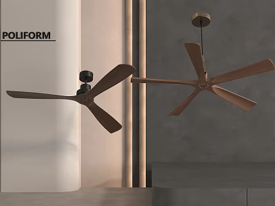 POLIFORM Double Air Conditioning Fan With Modern Wooden Blades And Indoor Design 3d model