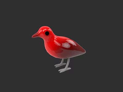 Red Shiny Toy Bird Figure With Glossy Surface And White Legs 3d model