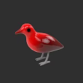 Red Shiny Toy Bird Figure With Glossy Surface And White Legs