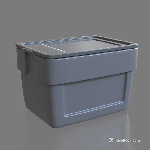 Gray Plastic Storage Bin With Secure Lid For Home Organization Use 3d model 