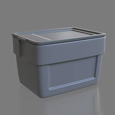 Gray Plastic Storage Bin With Secure Lid For Home Organization Use 3d model