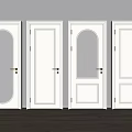 White Swing Doors With Various Glass Panel And Solid Design Styles For Home 3d model