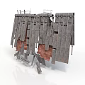Vertical Industrial Structure With Weathered Metal Panels And Broken Frames