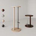 Modern Bar Counter Design With Light And Dark Wooden Bases And Decorative Spheres