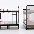 Black Frame Bunk Bed With Pink Pillows And Polka Dot Mattress For Kids Bedroom