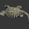 Armored Reptile With Thick Scaly Plates Open Mouth And Long Tail