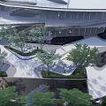 Modern Garden Landscape Design With Green Plants Pathways And Water Features