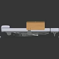 Single Bed Featuring Wooden Headboard Footboard Light Gray Mattress On Black Metal Frame With Wheels