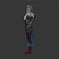 Detailed Fantasy Warrior 3D Model In Silver Armor With Feathered Shoulders And Brown Outfit