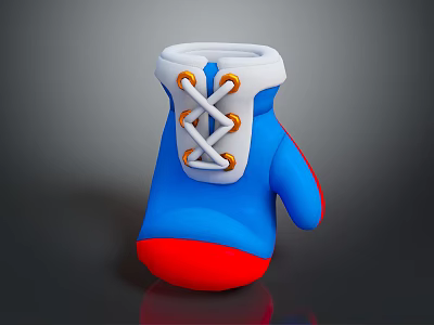 3D Model Stylish Boxing Glove With Blue Red White Design And Laces 3d model