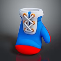3D Model Stylish Boxing Glove With Blue Red White Design And Laces