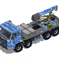 Blue and White Camouflage Six Wheel Multi Functional Truck With Crane Arm