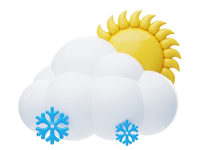 Modern Weather Icon Sun Clouds Cartoon Weather 3d model