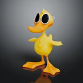 Yellow Cartoon Duck Toy With Black Sunglasses Standing On Black Background