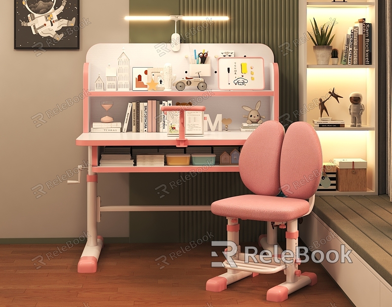 Study Table Desk Children's Writing Table and Chair Combination model