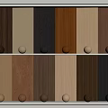 Various Wood Texture Wall Panels With Color Samples And Decorative Knobs