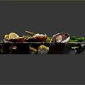 Assorted Fresh Vegetables on a Tray Including Asparagus Bell Peppers and Mushrooms