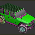 Green Jeep Style Off Road Vehicle With Black Roof And Four Doors Rugged Design