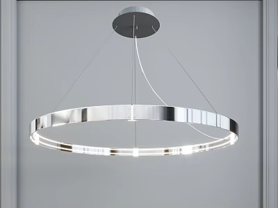 Modern Round Metallic Chandelier With Bright LED Lights And Minimalist Sleek Design 3d model