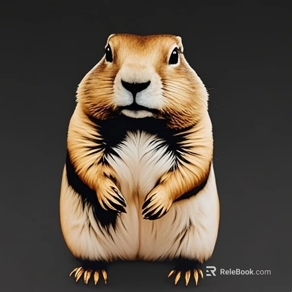 Cute Standing Groundhog With Brown Fur And Front Paws On Dark Background 3d model 