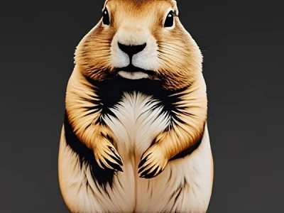 Cute Standing Groundhog With Brown Fur And Front Paws On Dark Background 3d model