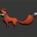 3D Red Fox Model With Yellow Moon Mark On Forehead And Fluffy Tail