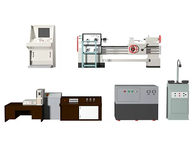 High Performance Industrial Equipment Including Lathe Machine Control Cabinet And Tools 3d model