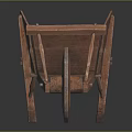 Antique Wooden Wheelbarrow With Single Wheel Wooden Body And Classic Handles Design