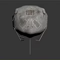 Silver Futuristic Helmet With Metallic Surface Mechanical Components And Cables