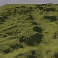 Aerial Planning of Green Hills Undulating Terrain with Grass Covered Natural Landscape