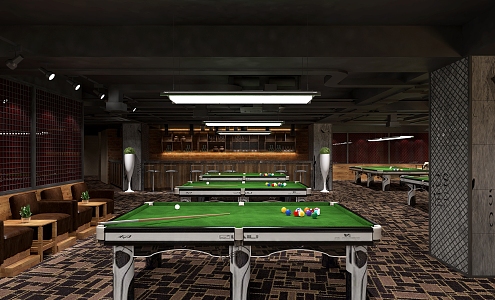 Industrial LOFT Billiards Room Billiards Hall Ball Room Chandelier Billiards Table 3d model