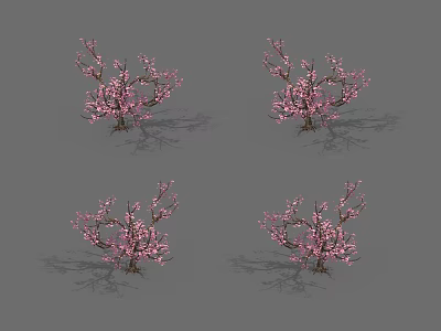 Pink Flowering Arbor Tree With Blossoming Branches And Natural Garden View 3d model