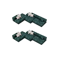 Luxury Green Sectional Sofa With Multiple Seats And Soft Pillows 3d model
