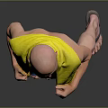 Elderly Man With Bald Head Wearing Yellow Towel Blue Shorts And Flip-Flops In Gray Background