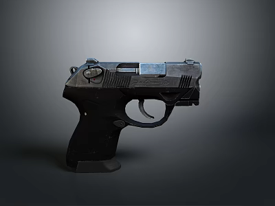 Black Compact Pistol Firearm With Sleek Metal Grip And Trigger Design 3d model