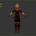 Man With Blonde Hair Green Scarf Blue Outfit Red Gloves 3D Character Model