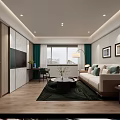 Stylish Modern Hotel Guest Room With Comfortable Lounge Area And Full Functional Working Space