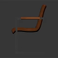 Modern Brown Leather Leisure Chair With Striped Design And Metal Frame