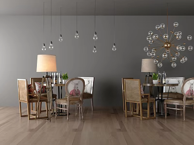 Vintage Dining Table and Chair Combination Table and Chair 3d model